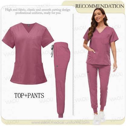 Unisex Medical Uniforms Men Women Nursing Clothes Beauty Costume Nurse Scrubs Sets Doctor Dentist Workwear Clinical Tops Pants