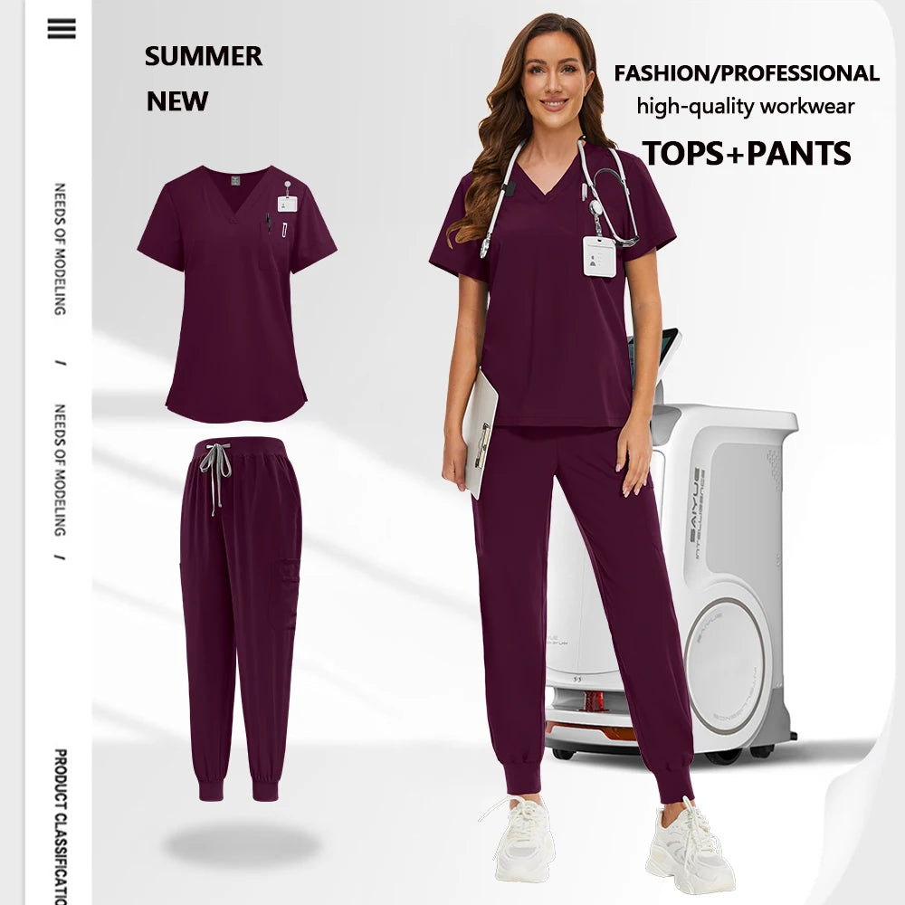 Work Clothes Woman Men Soft Summer Medical Uniform Doctor Surgery Workwear