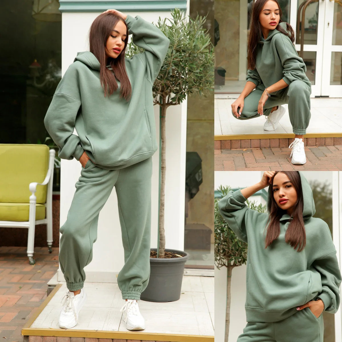 autumn tracksuit outfit set Women Two Piece Set hoodies Hooked Leisure Wide Leg Long Pants Sets Slim Fit Office Ladies Autumn