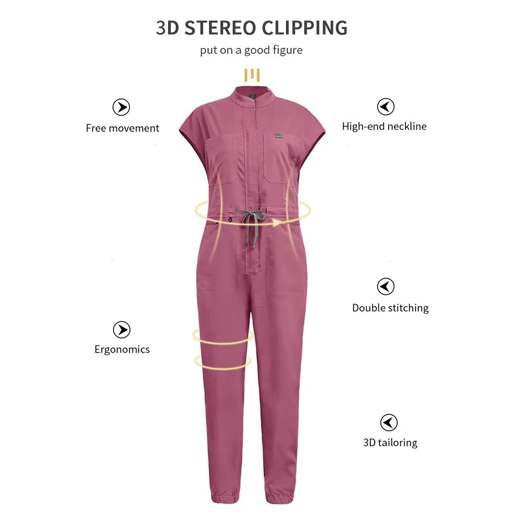 New Medical Scrubs Jumpsuits Short Sleeve Nursing Workwear Uniforms Women Lab Pet Doctor Scrub Hospital Workwear Customized Logo