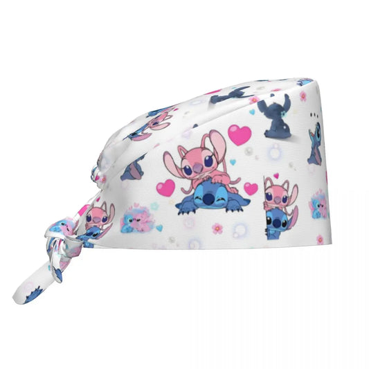 Lilo And Stitchs Cartoon Scrub Hat Casual Nurse Care Surgicals Caps Unisex Nurse Dentist Spa Work Hats Cap