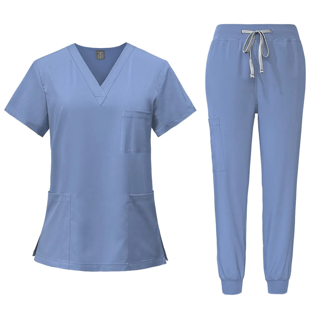 2025 Nurse Uniforms Men Medical Scrub Set Workwear Beauty Clothes Split Suit Short Sleeve Pocket Surgical Uniform Pet Dentist