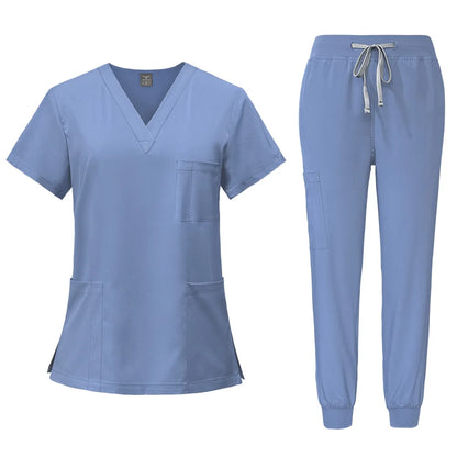 2025 Nurse Uniforms Men Medical Scrub Set Workwear Beauty Clothes Split Suit Short Sleeve Pocket Surgical Uniform Pet Dentist
