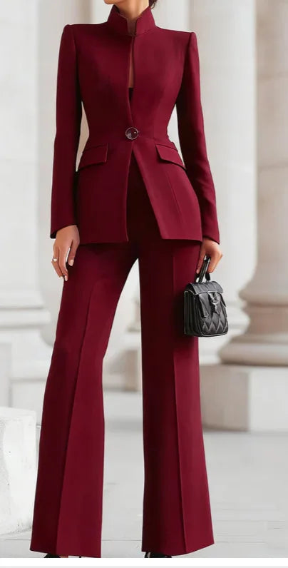 Women Suit 2 Pieces White Single Button Solid Slim For Wedding Business Work Office Daily Commute Casual Set Blazer And Pants