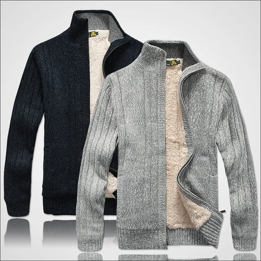 Men's Winter  Sweater Male Clothes Thick Fleece Casual Cardigan Knitted Sweater for Men Coat Warm