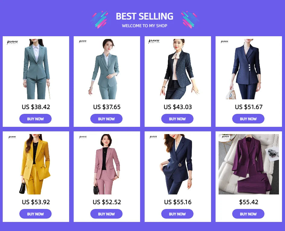 Business Pants Suit Women New Fashion Temperament Long Sleeve Slim Blazer and Trousers Office Lady Formal Interview Work Wear