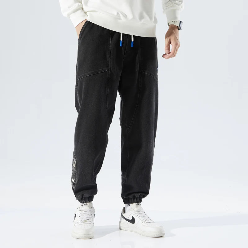 Spring Autumn Plus Size Baggy Jeans Men Hip Hop Streetwear Harem Pants Fashion Embroidery Stretch Cotton Casual Jogger Jeans 8XL