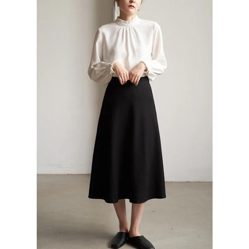 Ruffles Elegant Women Blouses Woman White Shirt Long Sleeve Shirts Office Lady Business Commuter  Solid Women Work Tops French