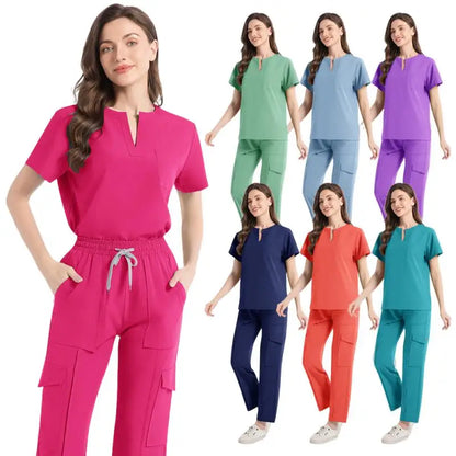 2 Pcs Medical Scrubs Uniform for Women Nurse Scrub Set with Pocket Nursing Operating Room Clothes