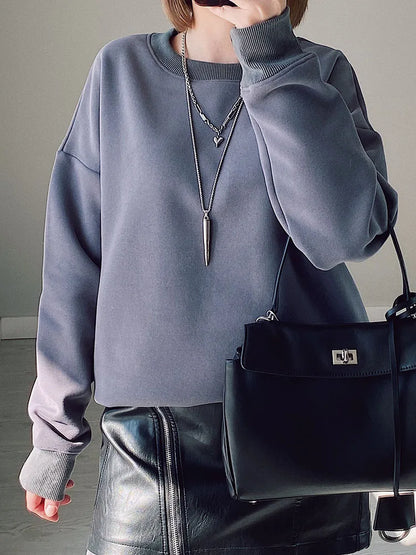 Winter Fleece Sweatshirts For Women Oversized Top Warm Pullovers Black Loose O Neck White Thick Velvet Sweatshirt Women Warm