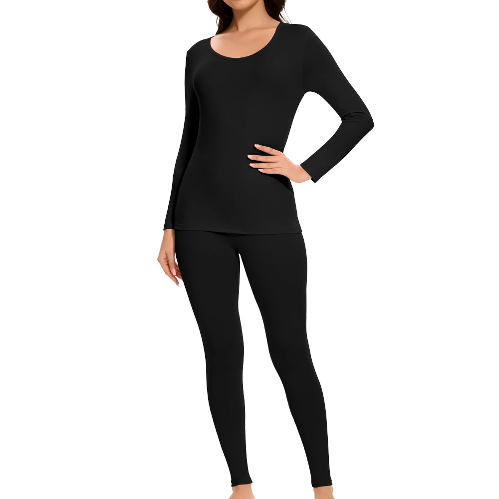 Plus Size Winter Thermal Underwear Suits Women's Long-Sleeved Tops Pants 2PCS Soft Comfortable Ladies Layer Clothing 6 Color