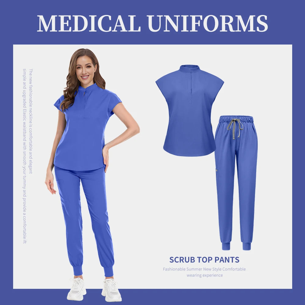 Fashion Scrub Uniforms Sets Beauty Salon Uniform Pet Dental Clinic Doctor Nurse Suits Nursing Scrubs Top Hospital Uniforms Women