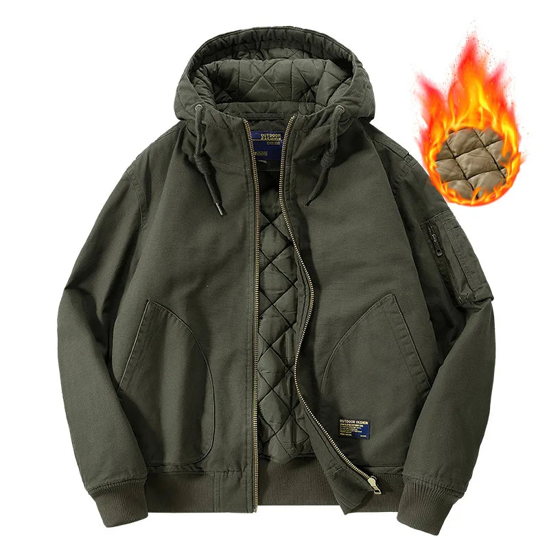 Winter Bomber Jacket 100% Cotton Hooded Warm Thick Overcoat Quilted Cotton Padded Tactical New Parkas Thermal Parkas Coats