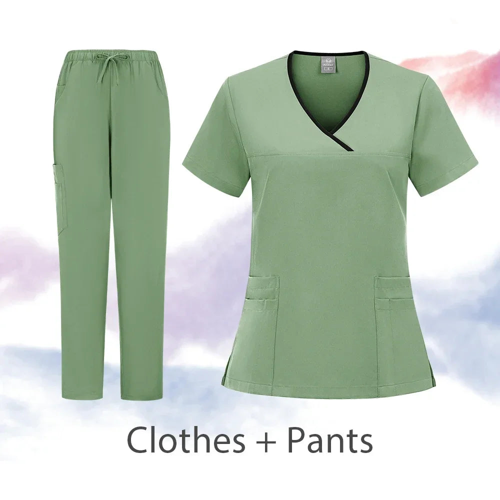 Nurse Scrubs New Fashion Medical Scrub Soft Breathable Jogger Pants Set Surgical Uniforms Woman Nursing Clinical Doctor Workwear