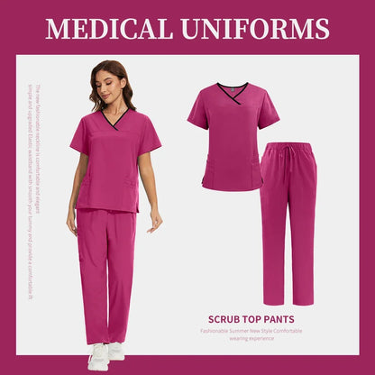 Scrub Uniforms Sets Hospital Clothes for Women Scrubs Set Quick-Drying Comfortable Nursing Outfits Pet Clinic Veterinary Uniform