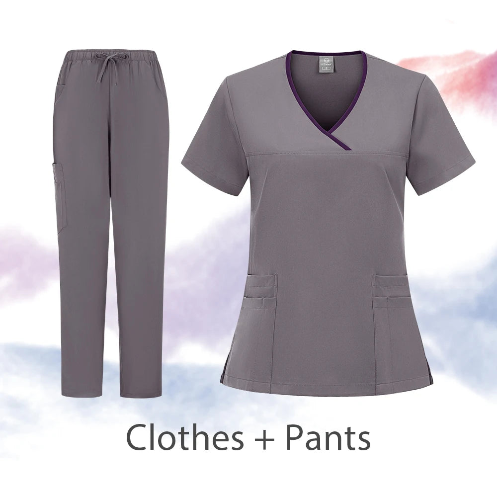 Nurse Scrubs New Fashion Medical Scrub Soft Breathable Jogger Pants Set Surgical Uniforms Woman Nursing Clinical Doctor Workwear