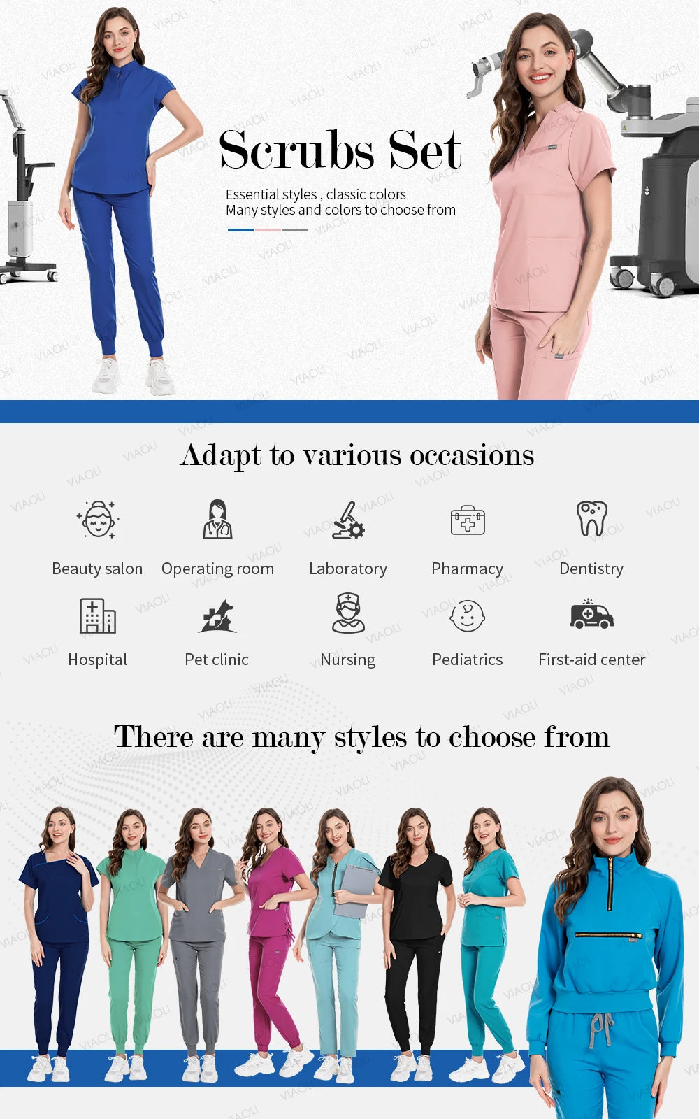 Surgery Overalls High-end Fabric Scrubs Set Medical Uniforms Stretch Scrub Tops Pants With Pocket Nurse Uniforms Beauty Workwear