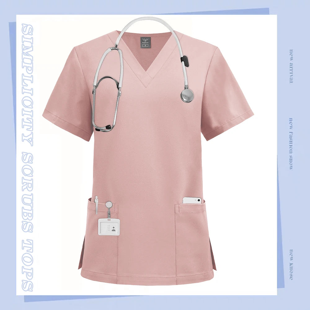 Wholesale Scrubs Top Medical Surgical Uniform Scrub Blouse Unisex Hospital Working Clothing Pharmacy Nurse Shirt Dental Workwear