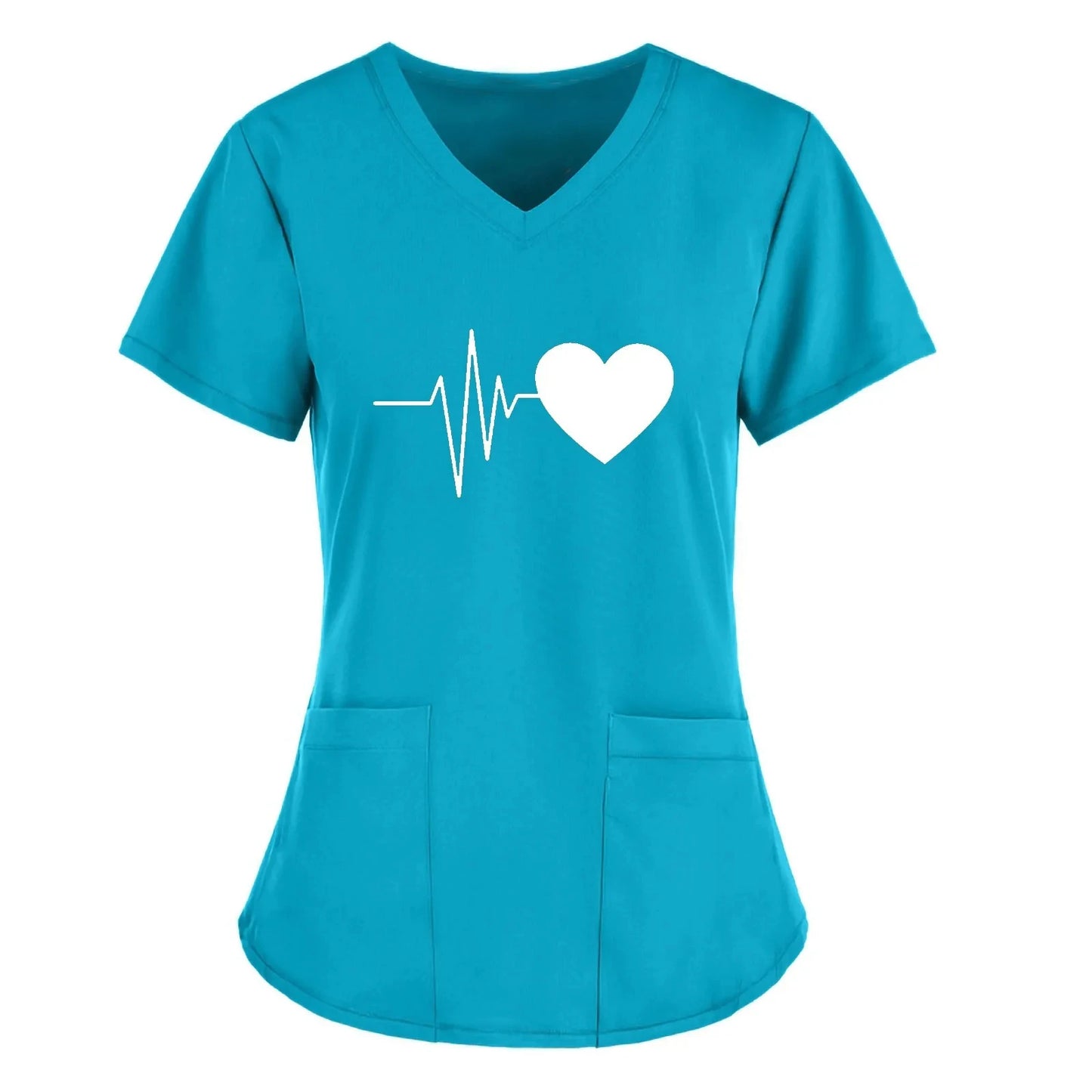 Scrubs Medical Uniforms Woman Top Fashion V Neck Soild Short Sleeve Tops Pocket Working T-Shirts Blouse Women's Athletic Shirts