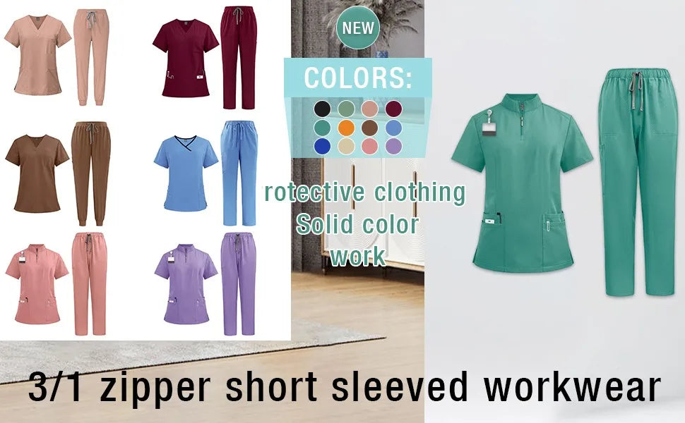 Nursing Beauty Salon Work Clothes Short sleeved Health Services Nursing Suits Summer Fashion Pet Surgical Doctor Costume Women