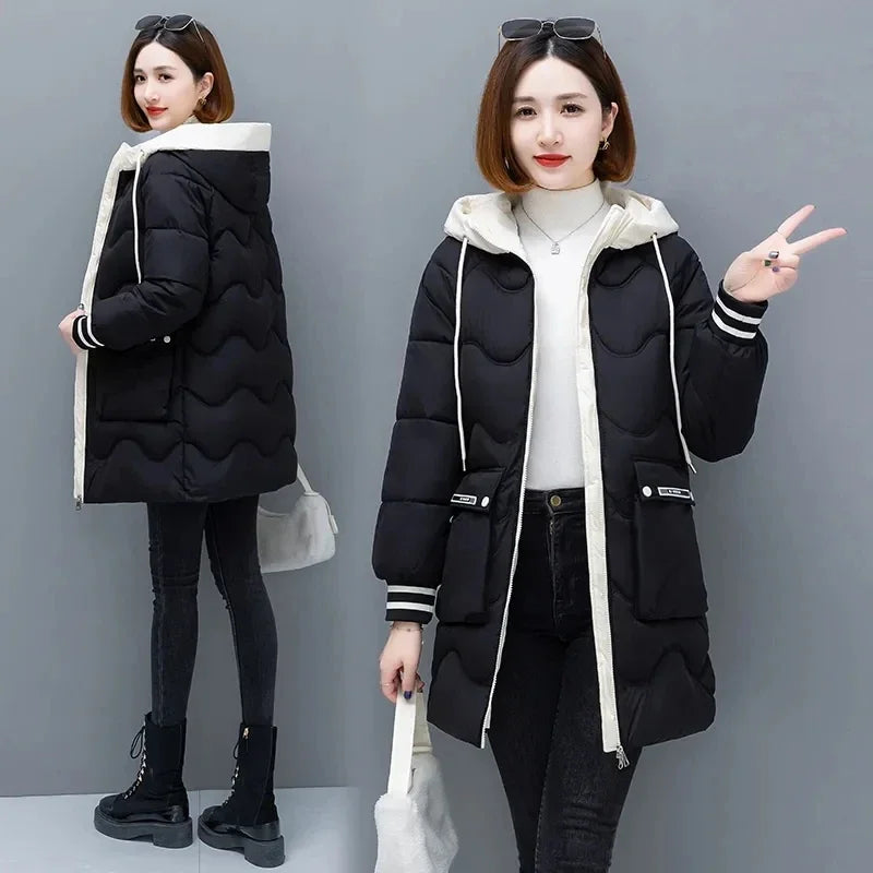 Long Winter Jacket Women Down Cotton Coats New Cotton Padded Puffer Parka Coat Women Hooded Outwear Thicken Warm Jacket 4XL