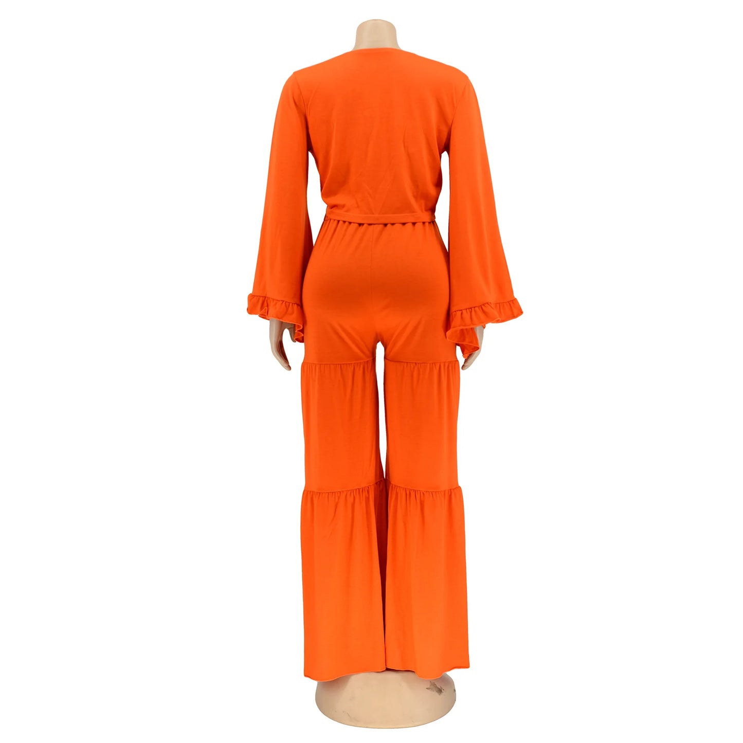 Casual Spring And Autumn For Women's Solid Color Long Sleeved Chest Wrap Top and Wide Leg Trousers Female Office 2 Piece Set