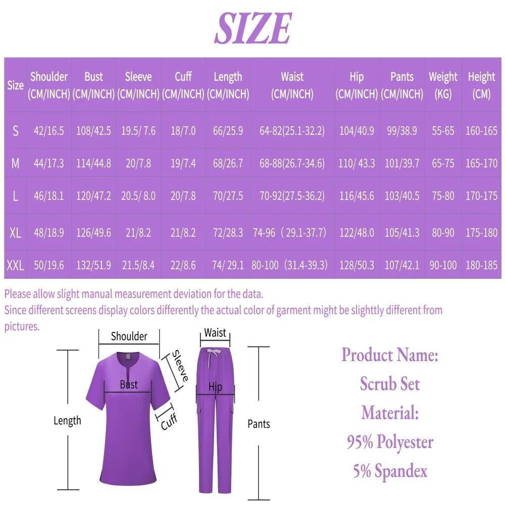 Women Scrubs Nurse Accessories Medical Uniform Unisex Slim Fit Comfort Clinical Women Operating Room Work Uniform Jogger Suit