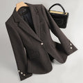 Autumn Winter Women Blazer Long Sleeve Single Button Formal Jacket Business Coat Ladies Office Woolen Suit Coat Female Outerwear