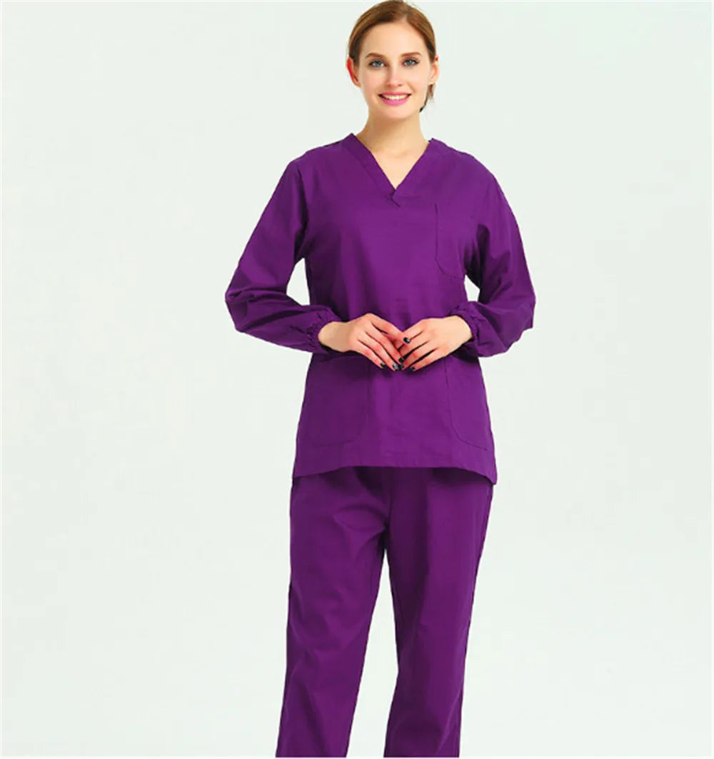 Women Scrubs Set Workwear Medical Uniform Revolution V-Neck Hospital Doctor Nurse Suit Healthcare With Pockets ouc2554