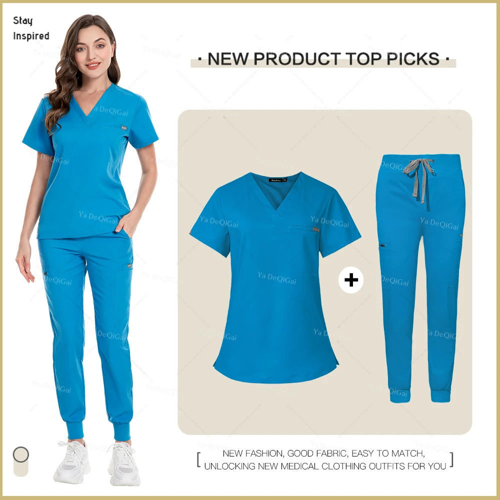 New Nurse Uniforms Women Men Casual Jogger Pants Set Pharmacy Work Clothes Medical Hospital Doctor Nursing Uniform High-end Suit