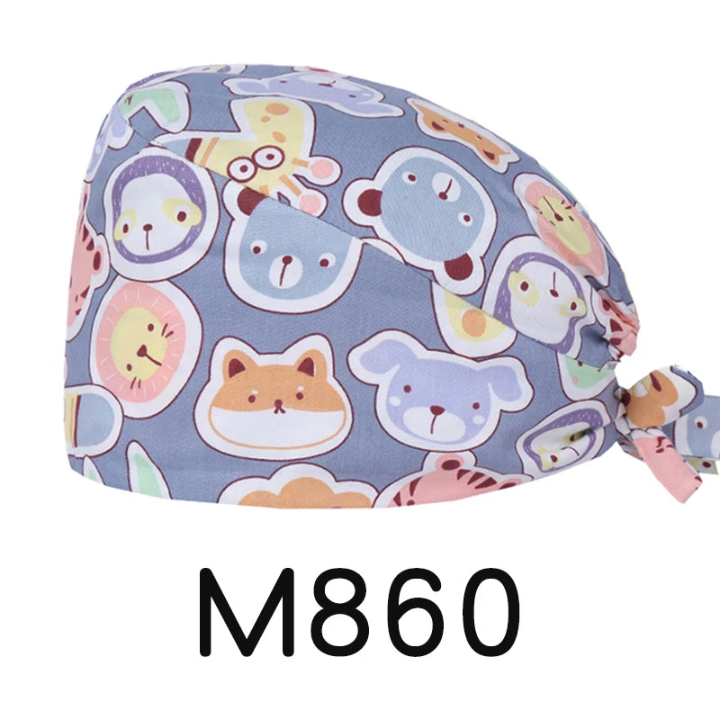 LONG HAIR Scrub Caps Surgical Medical Hats Cotton Nursing Caps Breathable Bouffant Healthcare Chef Pediatric Veterinary Hats M81