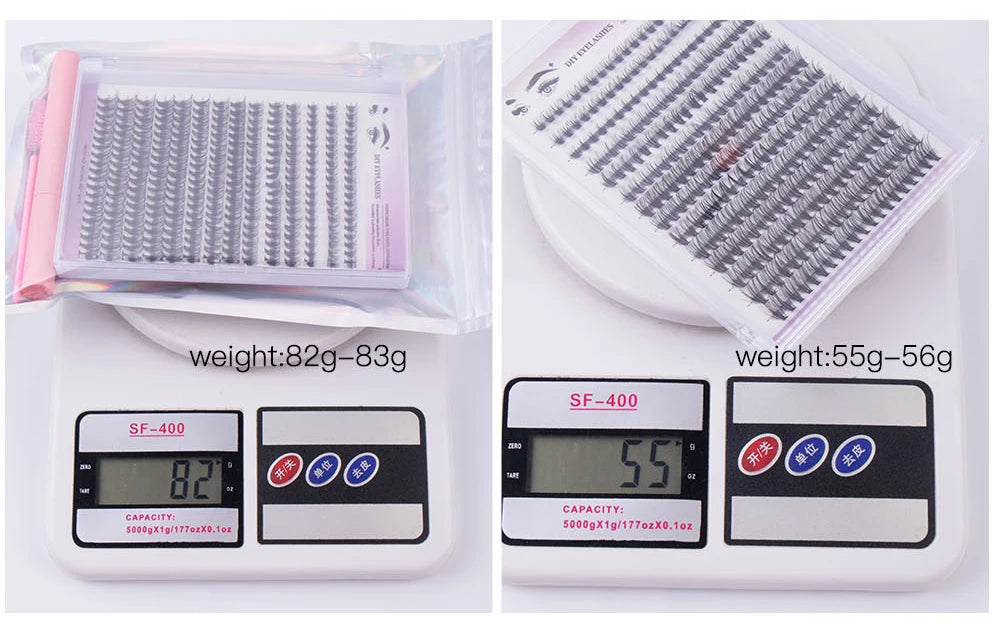 DIY Eyelash Extension Kit, 280 PCS Clusters Slender Stems, Super Fixed Mascara Brush Bond and Seal Eyelash Glue and Eyel