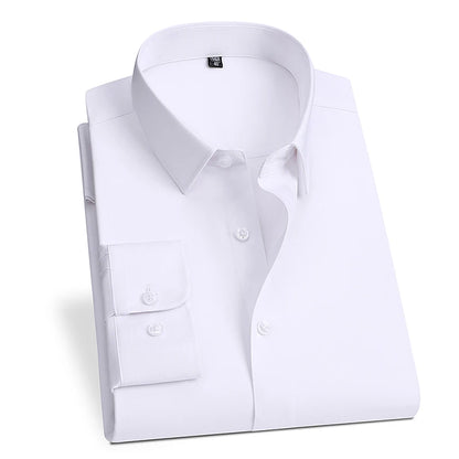 Spring and Autumn New Men's Long-sleeved, Iron-free, Three-proof, Pocket-free Business Attire, White Shirt, Men's Formal Wear