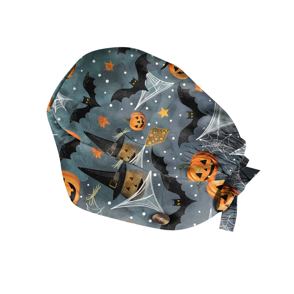 Halloween Cartoon Printing Scrubs Caps Hat Women Nurse Cap Pet Clinic Work Hat Scrub Hats Festive Accessories Nurse Hat