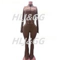 HLJ&GG Casual Solid Sporty Two Piece Sets Women Zipper Long Sleeve Slim Top And Skinny Pants Outfits Spring New 2pcs Tracksuits
