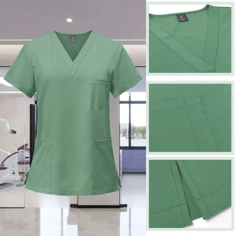 Medical Scrub Nursing Surgical Gown High Quality Elastic Scrub Healthcare Pharmacy Solid Color Uniform Wholesale Workwear Unisex