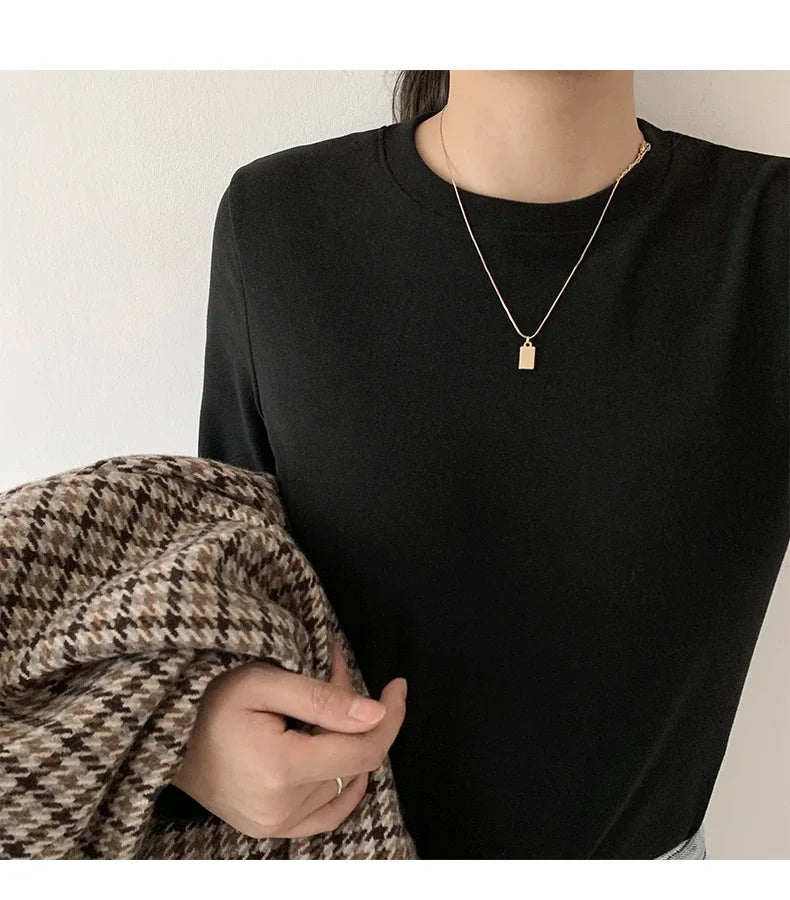 Winter Women Sweater T Shirt Women  Oversize T-Shirt Woman Clothes Female Tee Tops Pullover Long Sleeve Tube Knitted Tshirt Top
