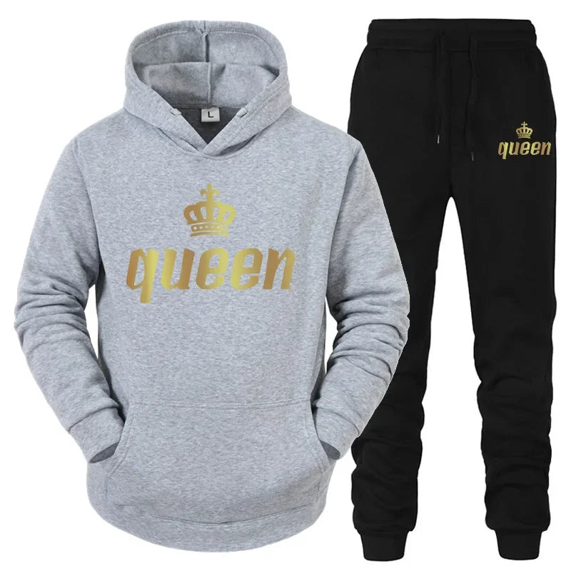 2024 Couple Outfits Hoodie and Jogger Pants High Quality Men Women Daily Casual Sport Jogging Suit King Queen Tracksuits Sets