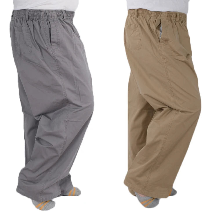 Plus size 8XL 11XL 13xl middle-aged men's summer thin elastic band high waist cotton casual trousers Dad oversize 9XL 8XL 7XL