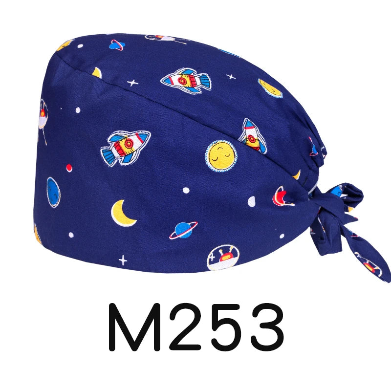 LONG HAIR Scrub Caps Surgical Medical Hats Cotton Nursing Caps Breathable Bouffant Healthcare Chef Pediatric Veterinary Hats M81