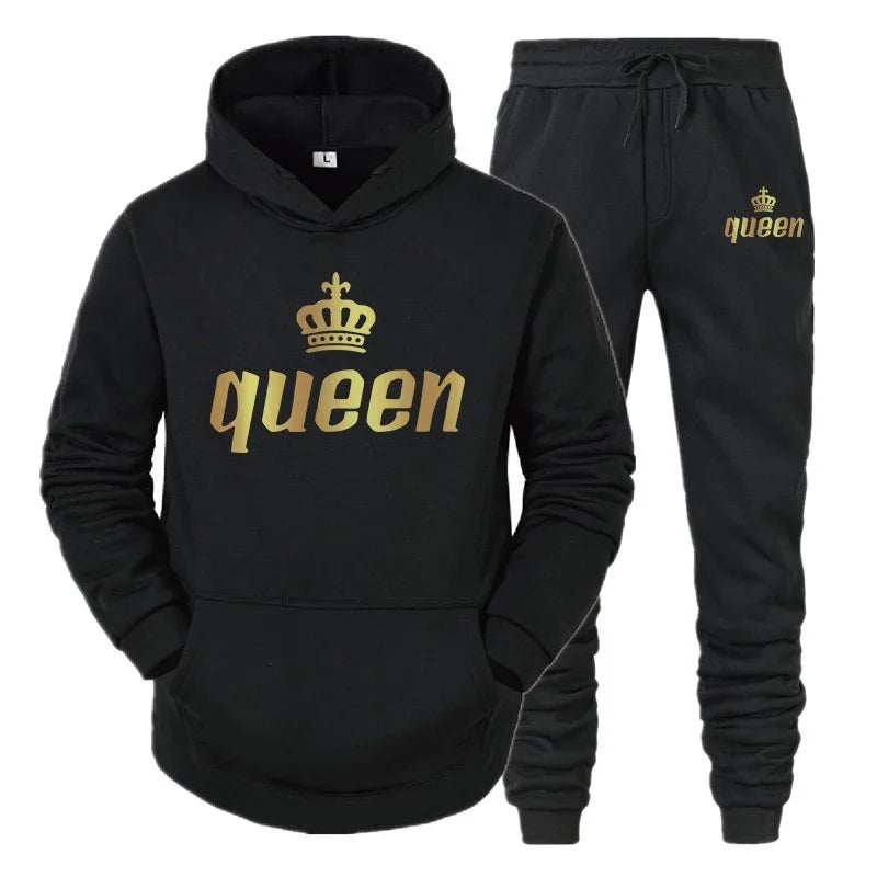 2024 Couple Outfits Hoodie and Jogger Pants High Quality Men Women Daily Casual Sport Jogging Suit King Queen Tracksuits Sets