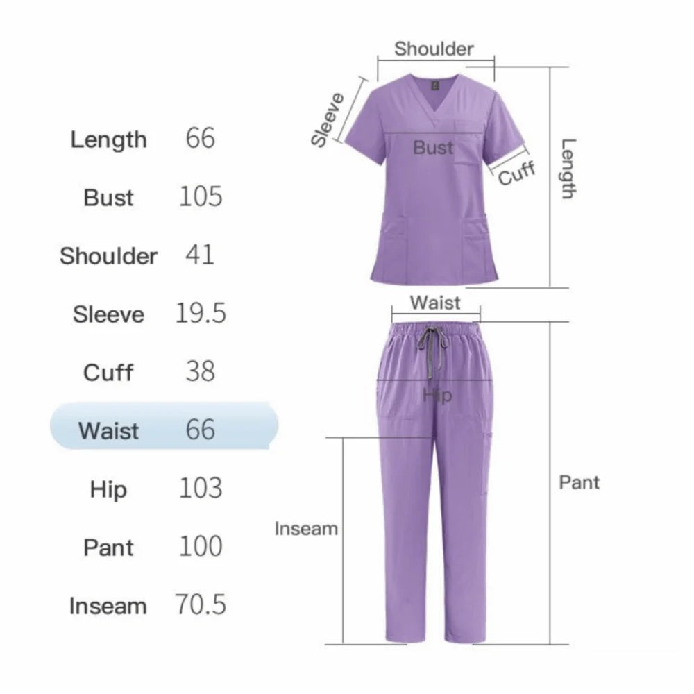Soft Pink Clinical Uniform Healthcare Scrub Top & Pants Hospital Doctor Nurse Uniform Work Clothes with Pockets Scrubs Sets