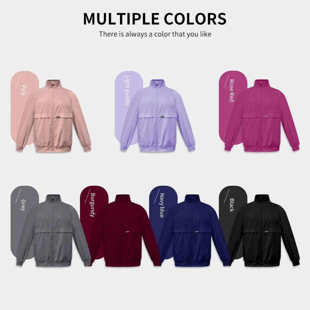 Scrub Jackets Warm Up Medical Scrub Jackets for Women Zip Front Long Sleeved Jacket Doctor Nursing Scrub Outerwear Workwear Tops