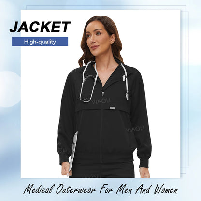 Medical Nursing Hospital Uniform Jacket Scrubs Uniforms Men Top Scrub Women Doctor Nurse Work Clothes Veterinary Pet Clinic Coat