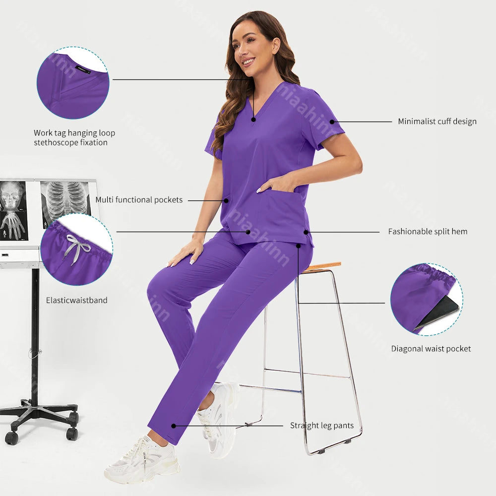 Dentist Nursing Work Clothes Medical Uniforms Men Women Beauty Salon Costume Nurse Workwear Clinical Doctor Surgical Tops Pants
