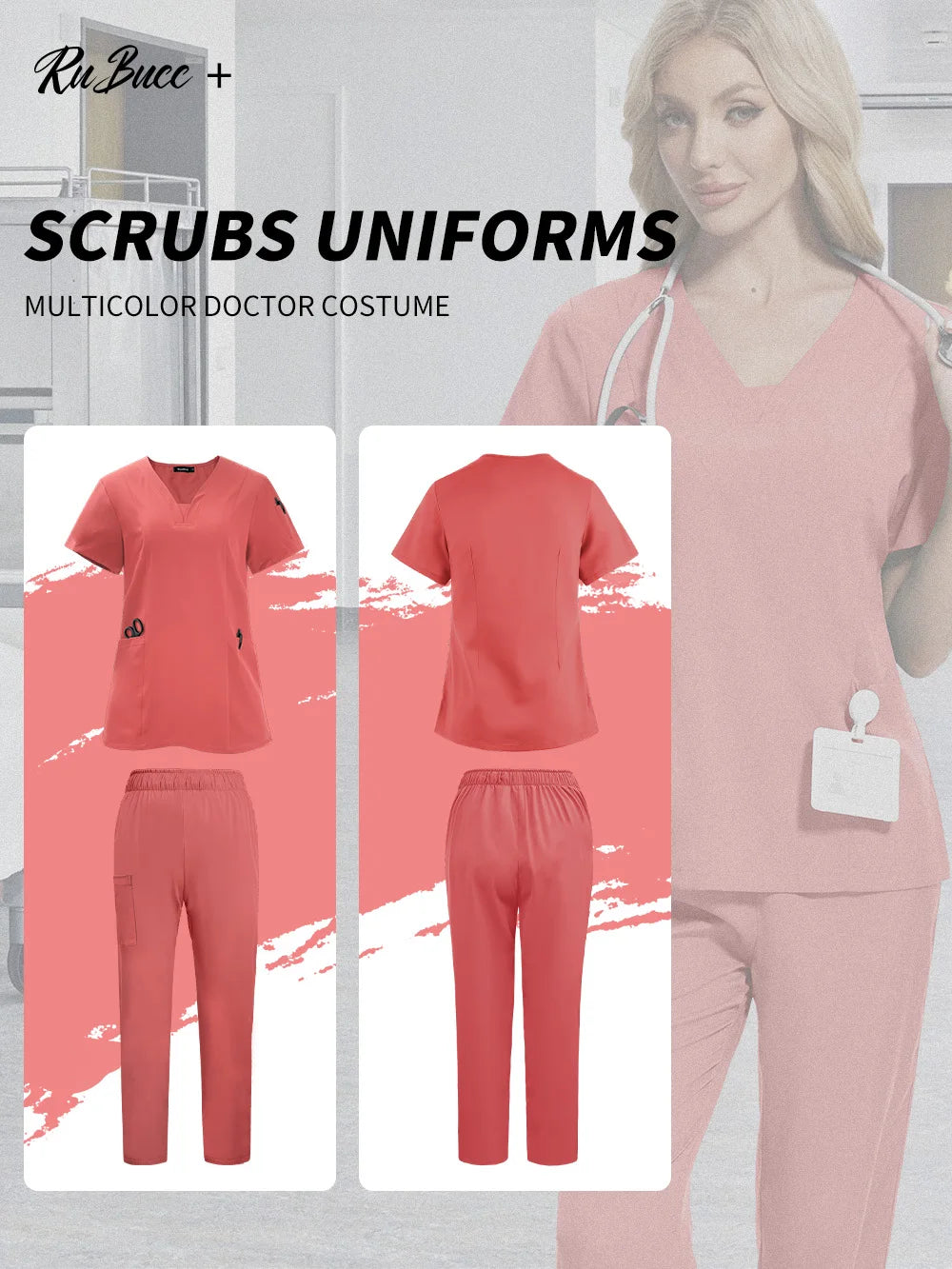 Pet Grooming Institutions Scrub Set Unisex V-Neck Beauty Salon Work Clothes Spa Uniforms Dentistry Surgical Scrub Tops Pants Set