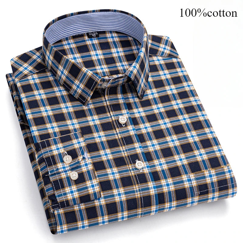Fashion over size 7XL long-sleeve shirts for men 100%cotton Oxford slim fit plain shirt soft casual elegants designer clothes