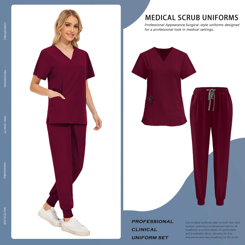 Scrubs Set Hospital Clinical Nurse Work Clothes Medical Surgical Uniforms Doctor Nursing Clothes Women Men Dentist Overalls Suit
