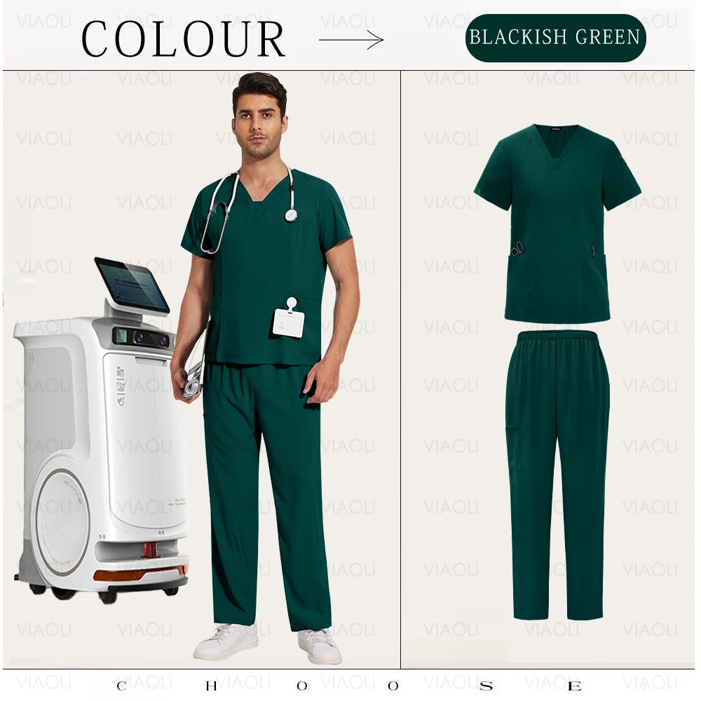 Multilcolors Beauty Work Clothes Hospital Nurse Uniforms Medical Scrub Set Women Men Clinical Clothes Dental Surgery Accessories