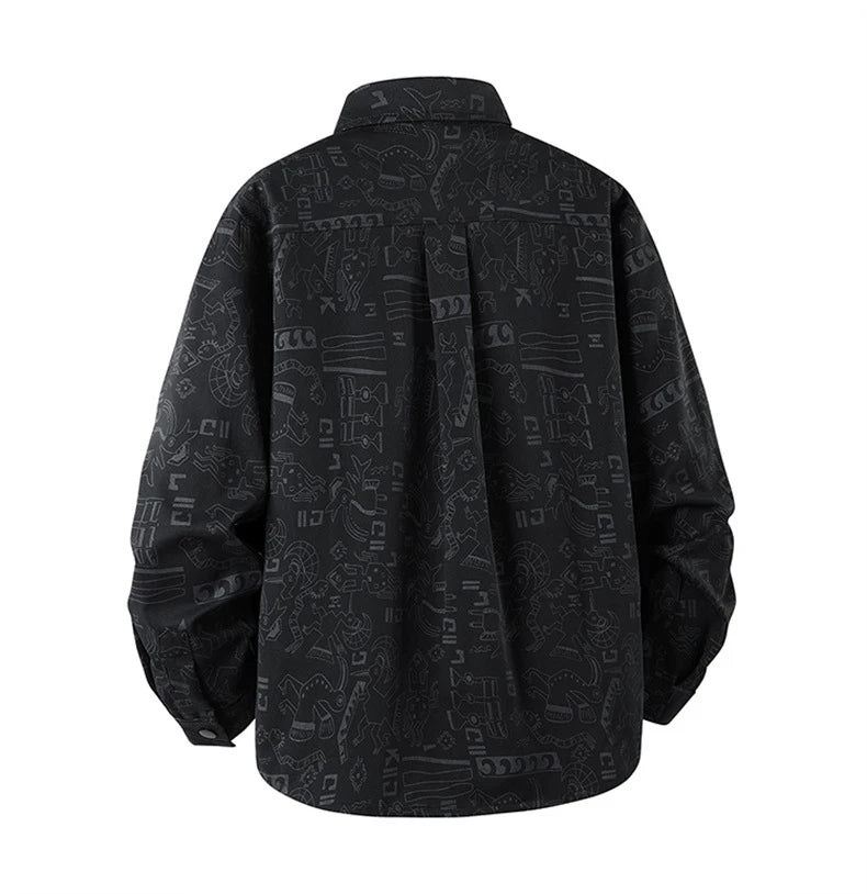 Graffiti Shirts Men Spring Autumn Long Sleeve Shirt Plus Size 8XL Fashion Casual Shirts Jackets Male Big Size 8XL